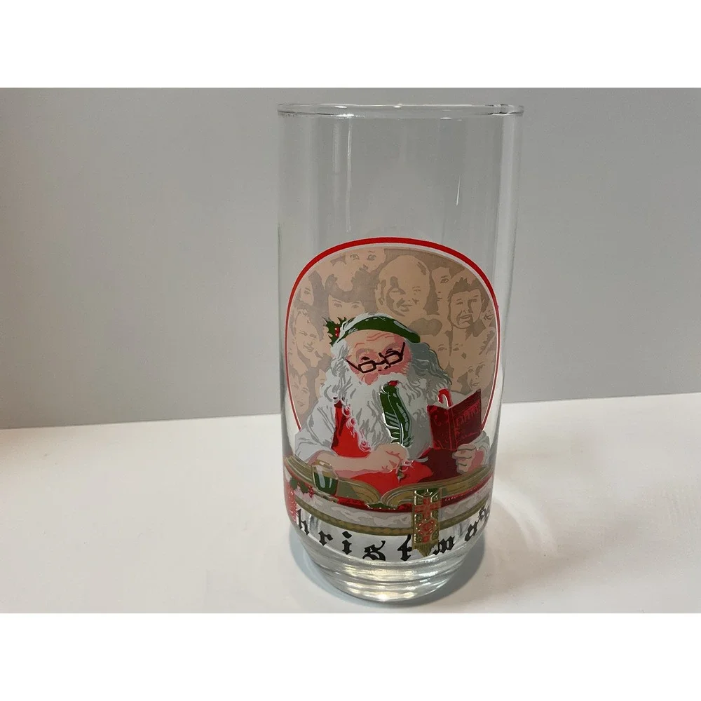 Set of 2 Coca Cola Norman‎ Rockwell Christmas Santa Glasses Vintage
